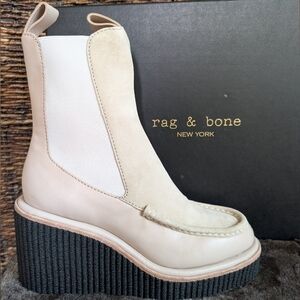 NIB Rag & Bone Sloane Wedge Chelsea Boots Suede Leather Paloma Cream 10 NEW